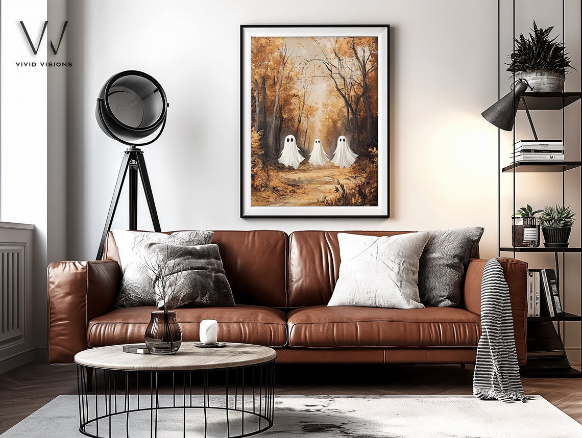 Tiny Ghosts Wandering An Autumn Woodland Trail Poster Fall Wall Decor - Image 4