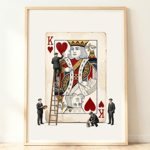 King Of Hearts Playing Card Painters Vintage Game Room Poster
