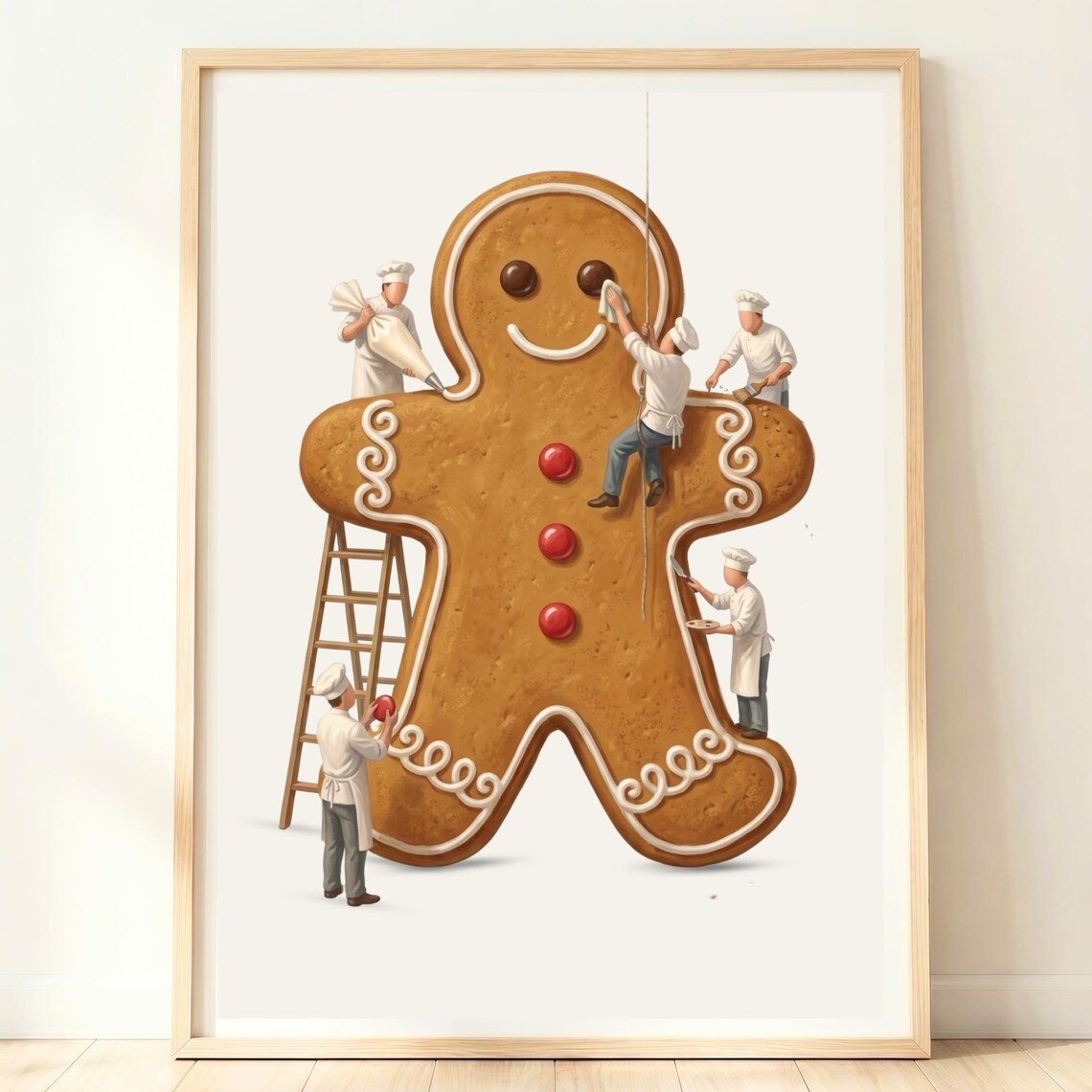 Gingerbread Man Christmas Kitchen Decor Art Print