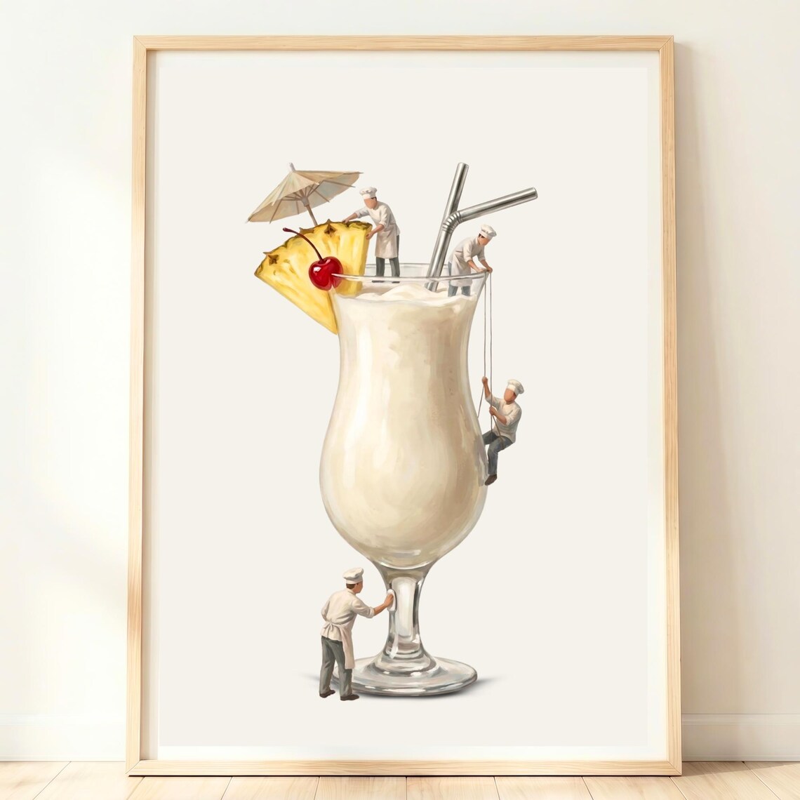Pina Colada Art Print, Tropical Drink Kitchen Decor