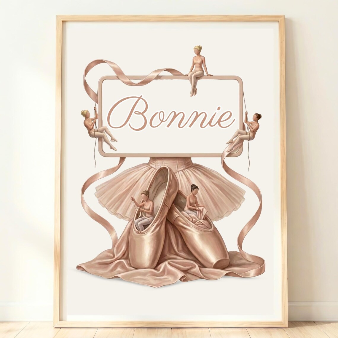 Personalized Bonnie Ballet Nursery Name Sign Pointe Shoes Wall Art
