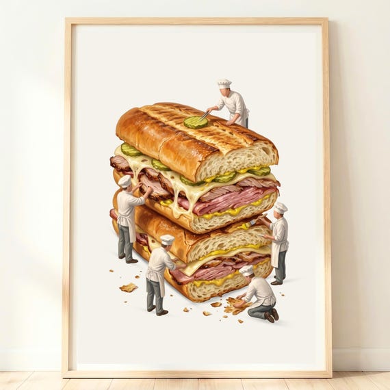 Cuban Sandwich Miami Kitchen Art Print, Havana Poster