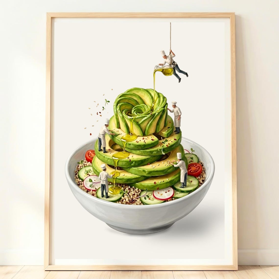 Giant Avocado Tower Salad Bowl Tiny Chefs Wholesome Food Poster