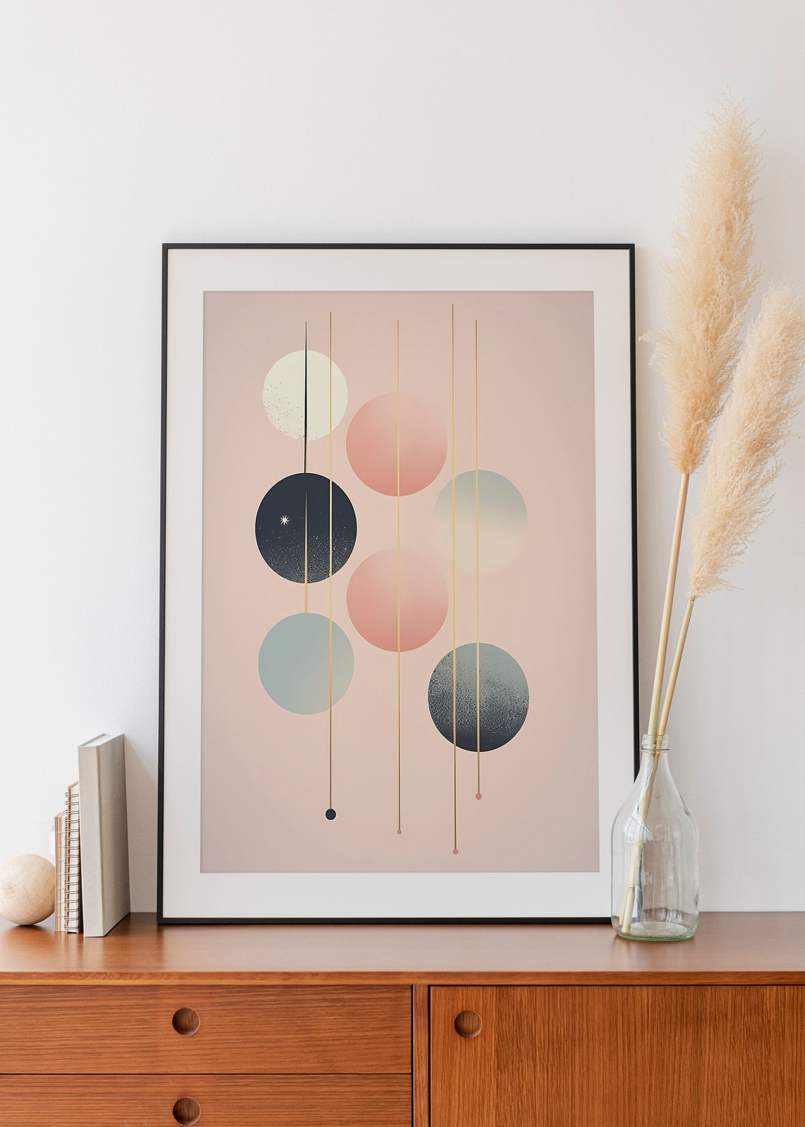 Pastel Pink Minimalist Moon Phase Circles Celestial Dream Poster - Image 2