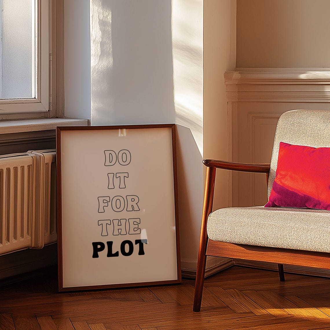 Do It For The Plot Black Typography Poster Bookish Quote Decor - Image 2
