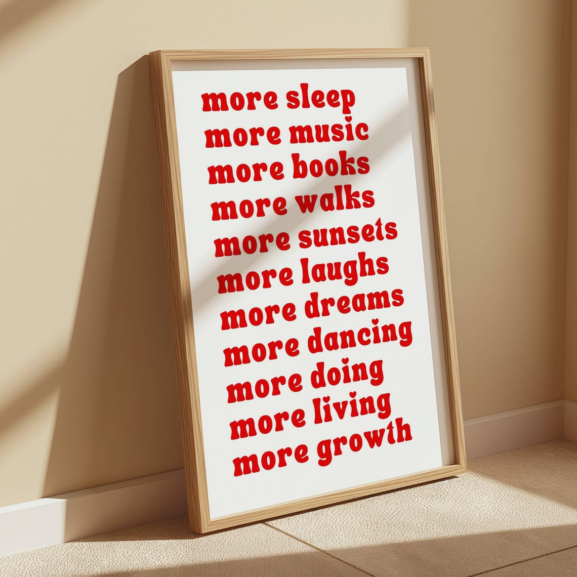 More Joy More Growth Retro Red Typography Motivational Poster - Image 4