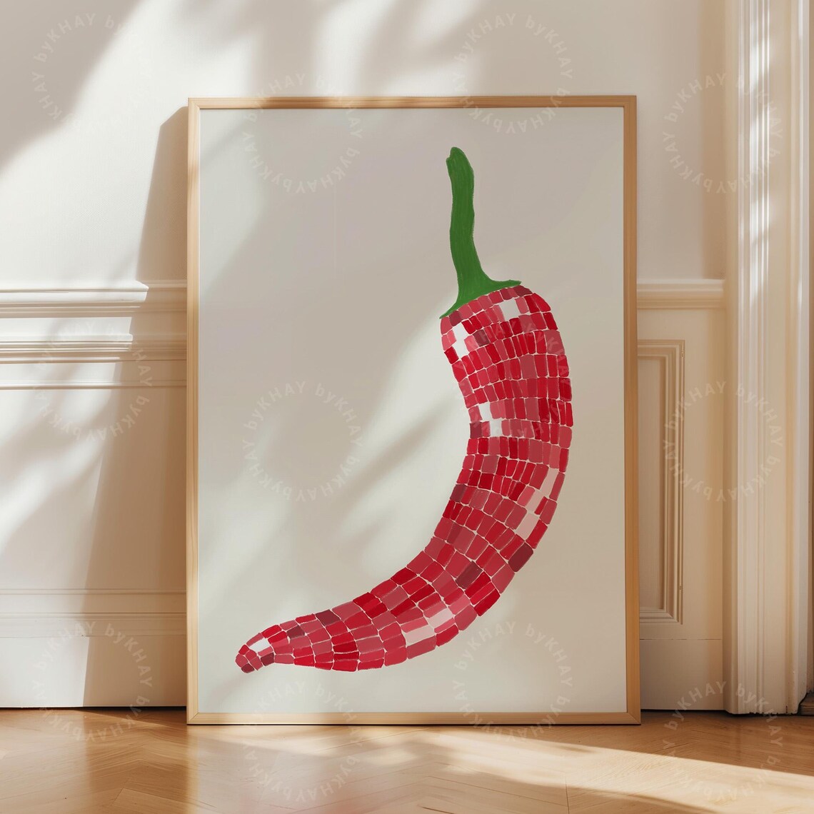 Disco Ball Chili Print, Retro Kitchen Poster