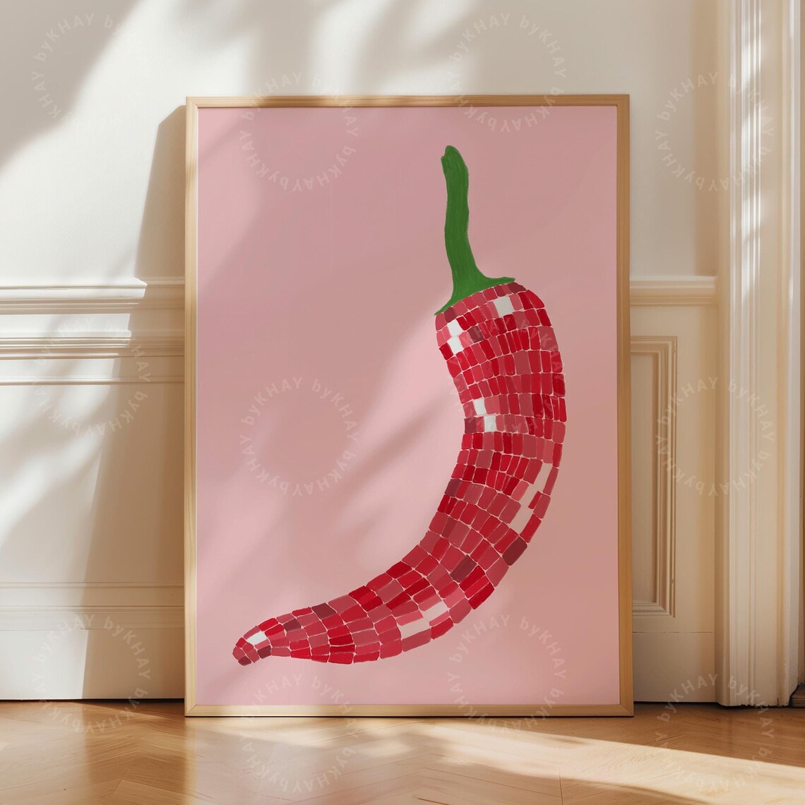Disco Ball Chilli Print, Retro Kitchen Art Print