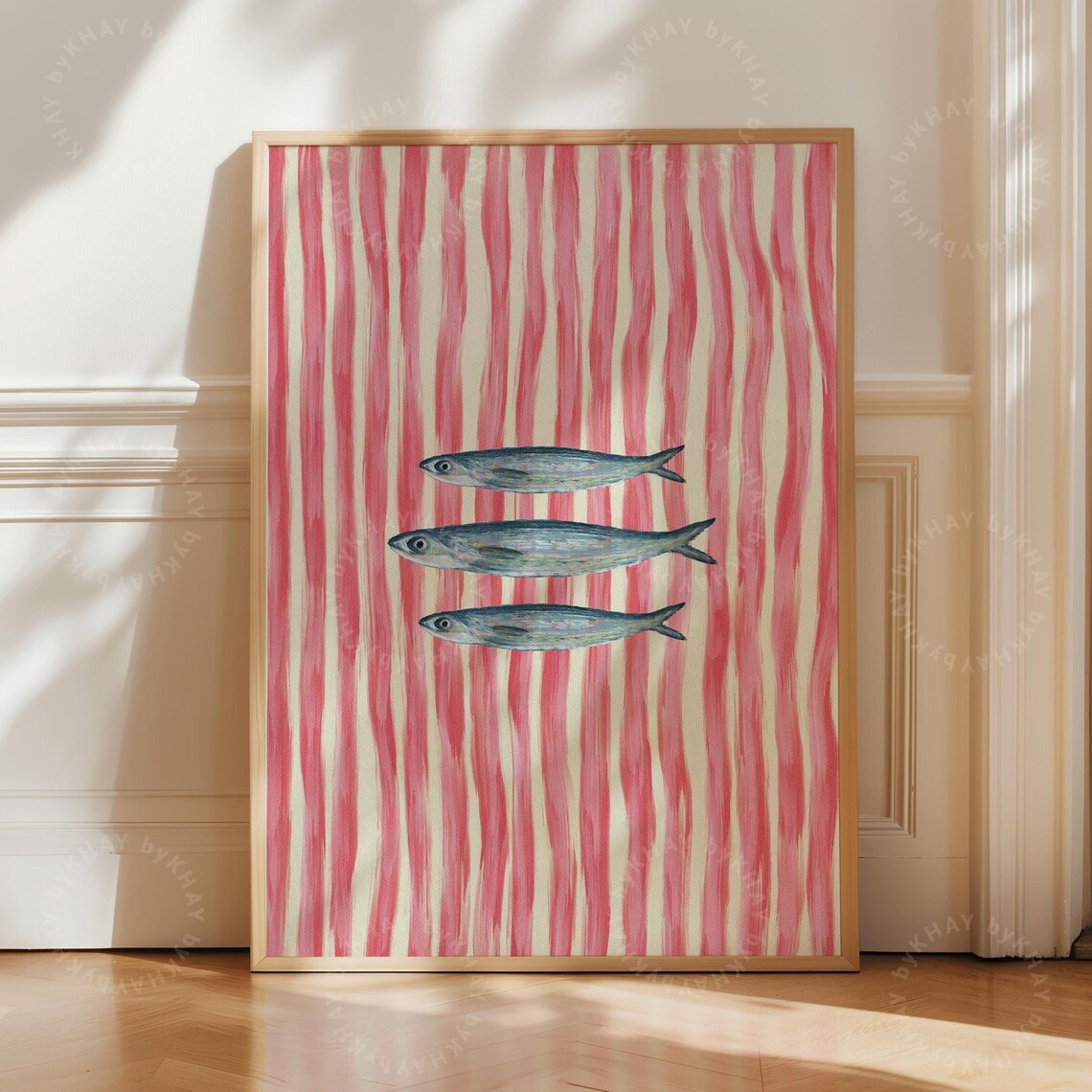 Sardines Fish Painted Print, Retro Modern Kitchen Poster