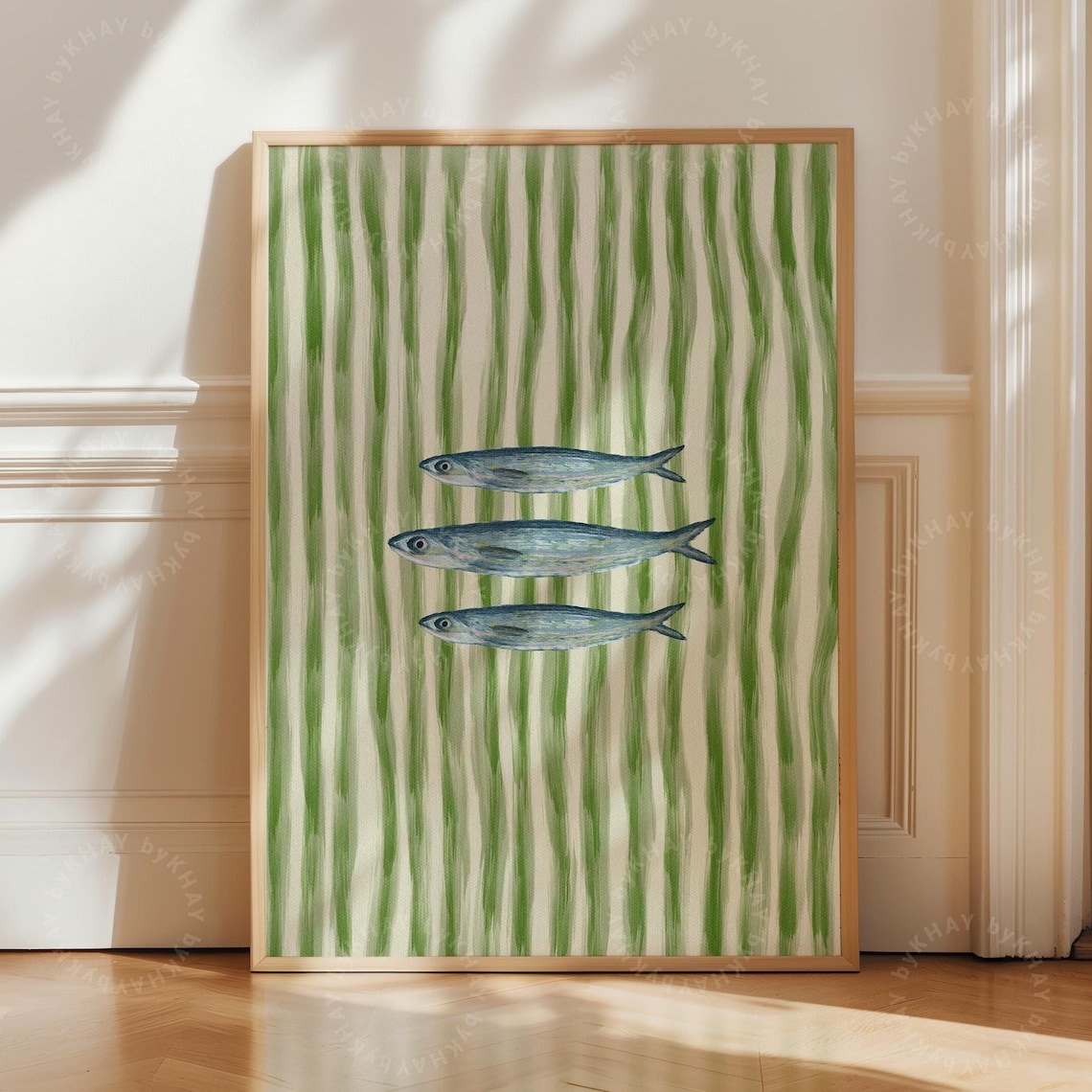 Sardines Fish Painted Print, Retro Modern Kitchen