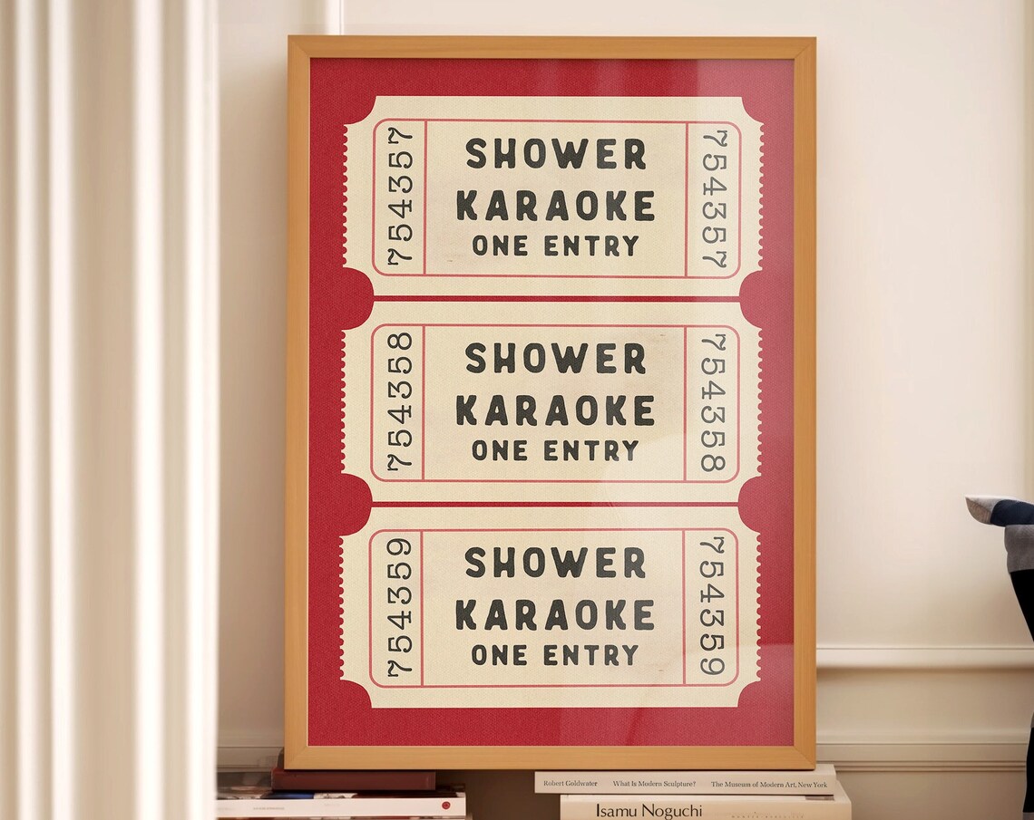 Shower Karaoke Ticket Retro Bathroom Wall Art Print - Image 3