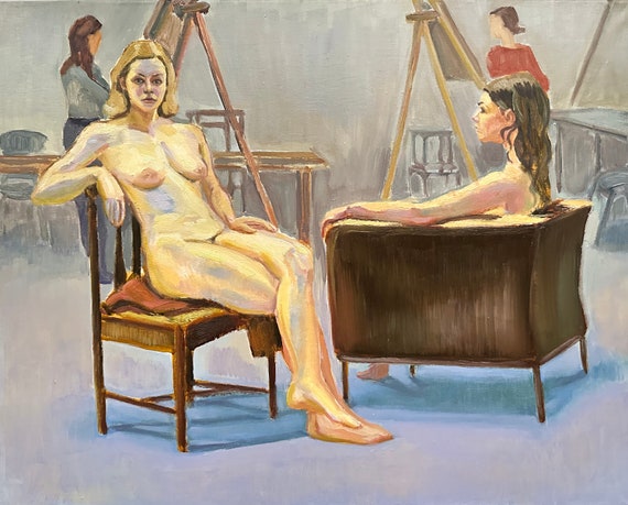 Original Nude Oil Painting On Canvas Figurative Artwork Fine Art Study Contemporary Wall