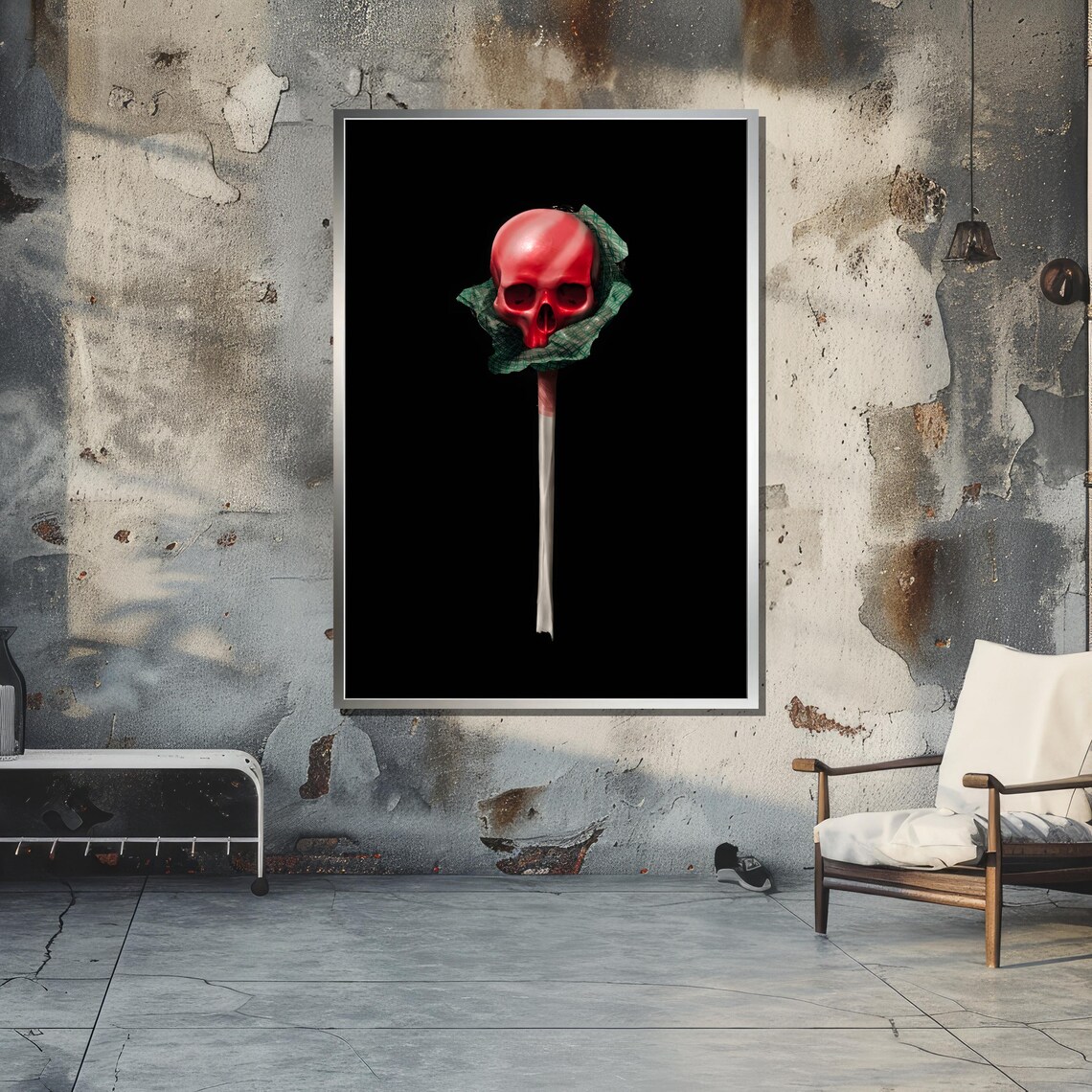 Red Skull Lollipop, Surreal Pop Art Decor - Image 4