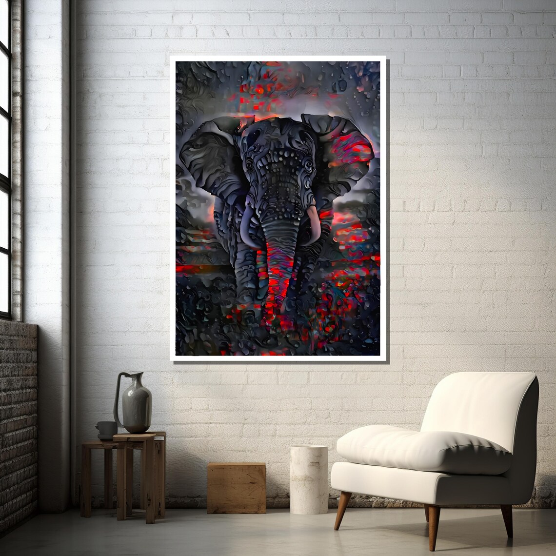 Abstract Elephant Art Print, Surreal Wildlife Decor - Image 4