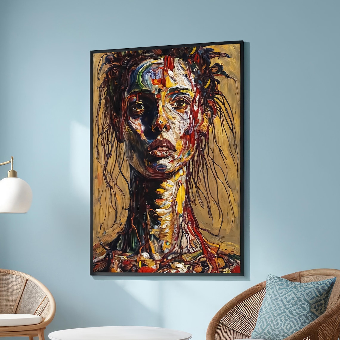 Bold Abstract Portrait, Boho Wall Decor Art Print