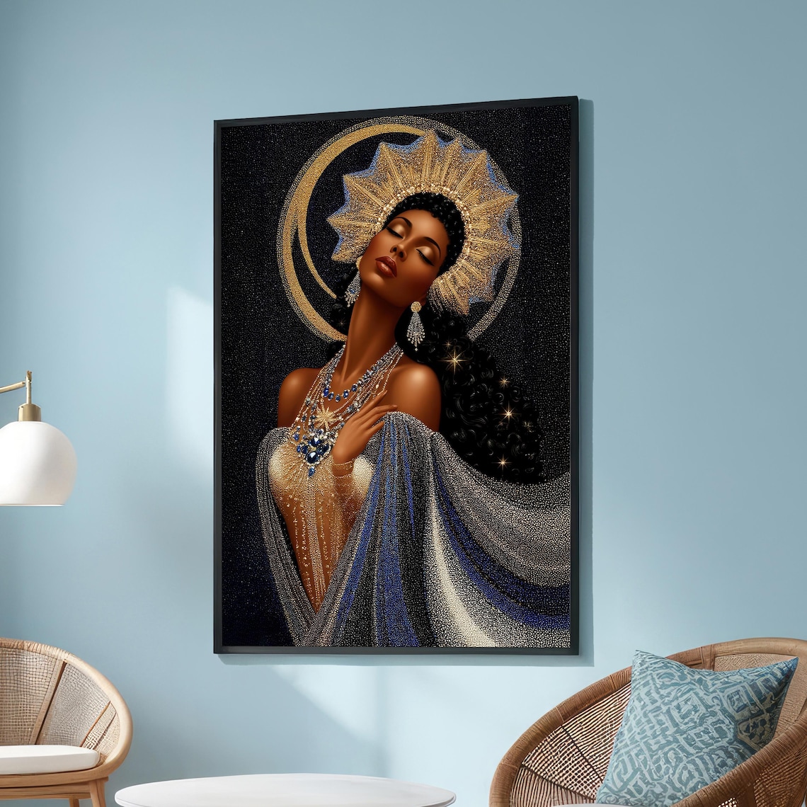Celestial Black Goddess, Divine Feminine Art Print
