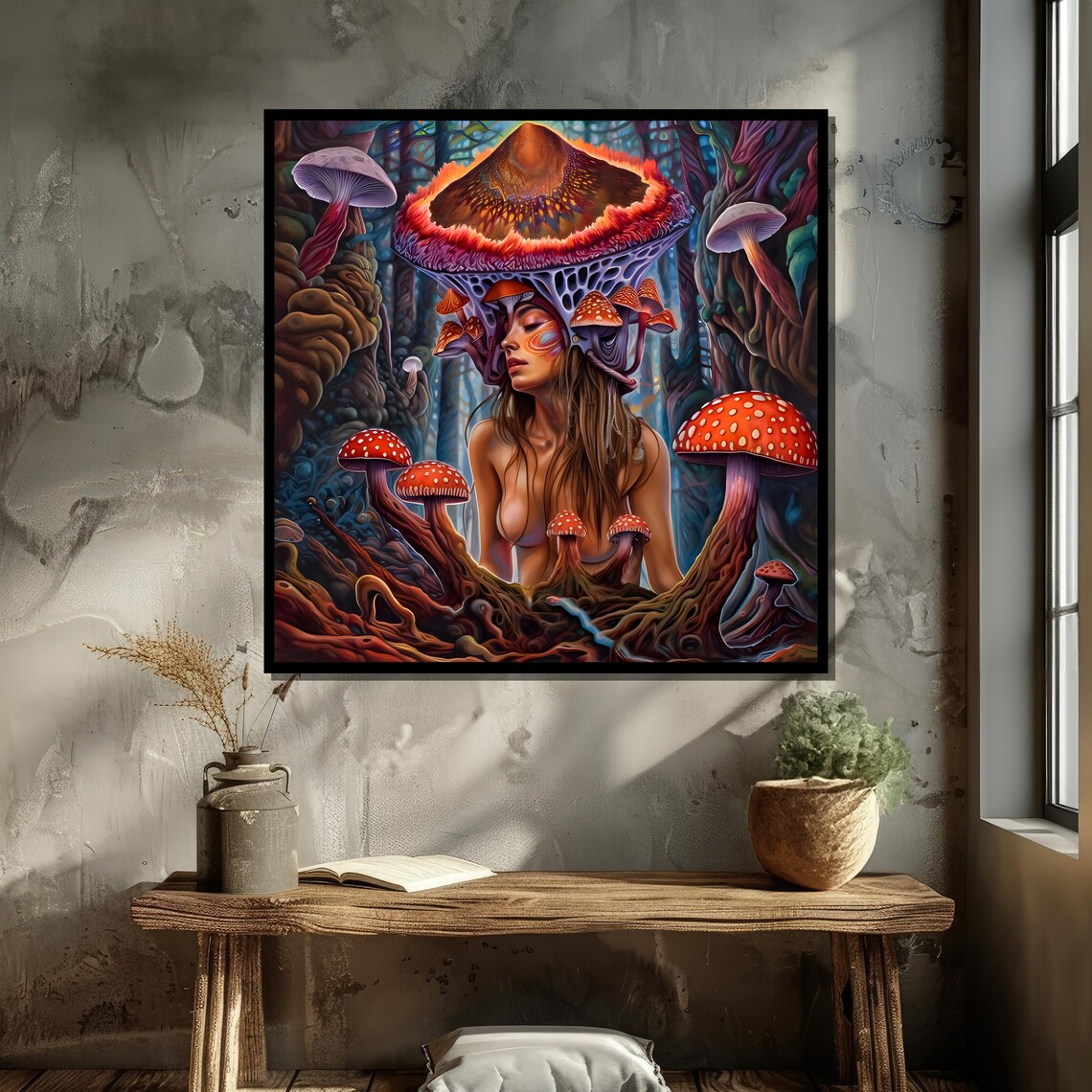 Surreal Woman And Mushroom Fusion, Psychedelic Art - Image 5