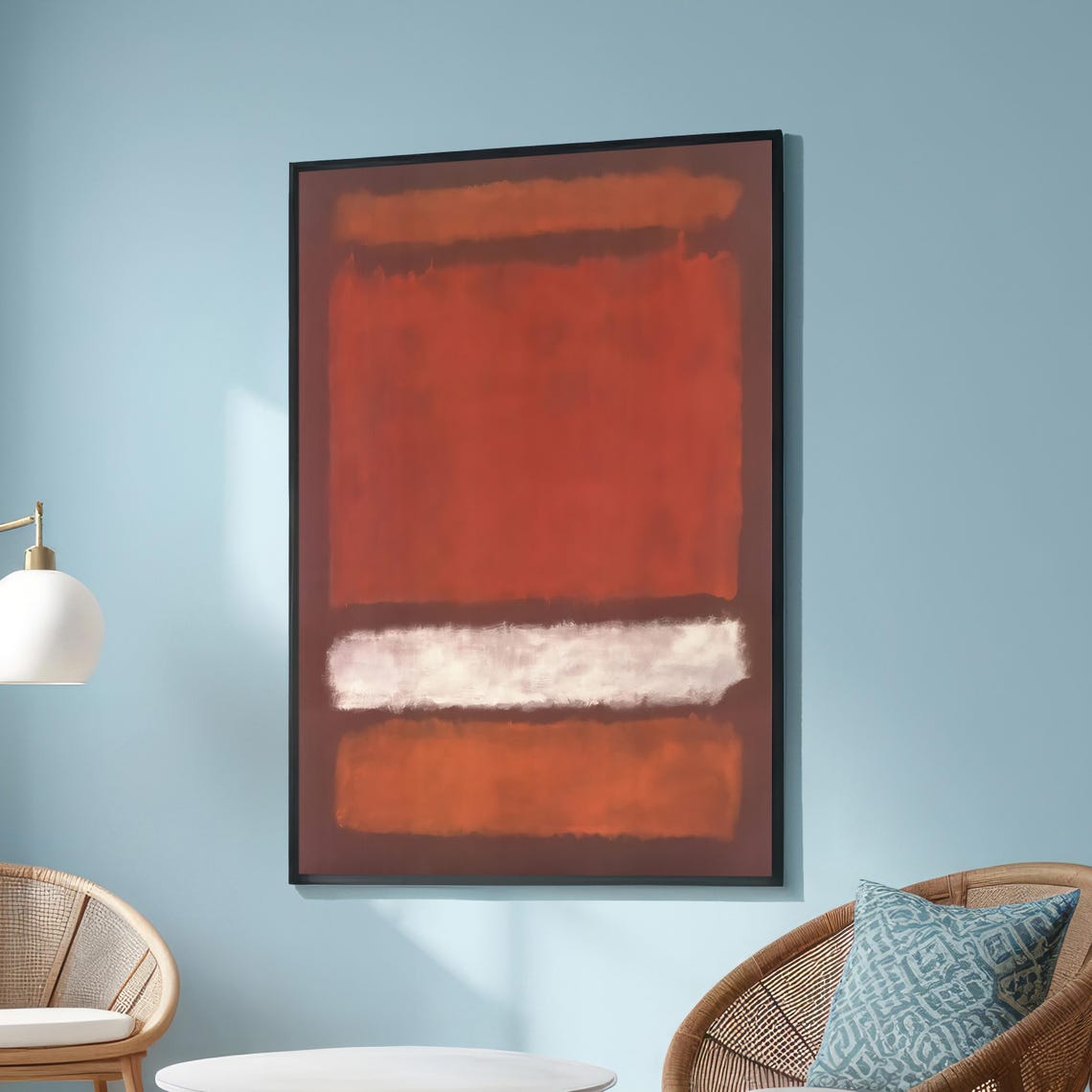 Mark Rothko Inspired Red Orange White Color Field Abstract Poster