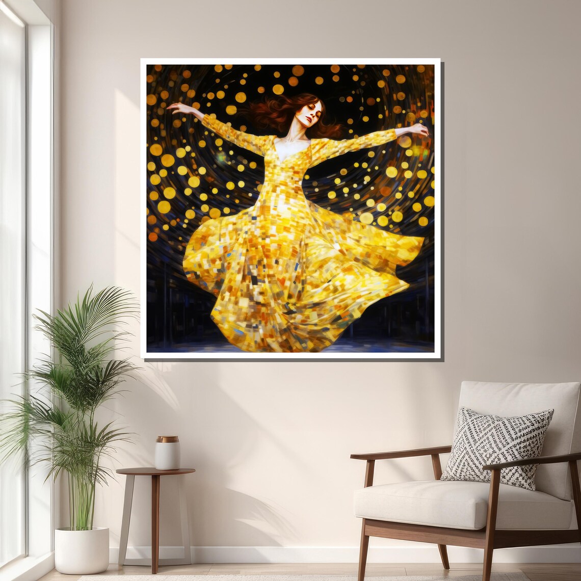 Golden Dancing Stars, Abstract Fluid Art - Image 3