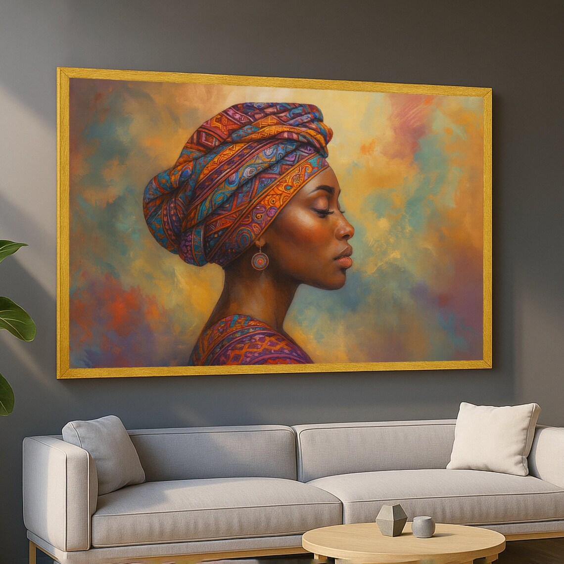 Elegant African Woman Profile, Cultural Portrait Art Print