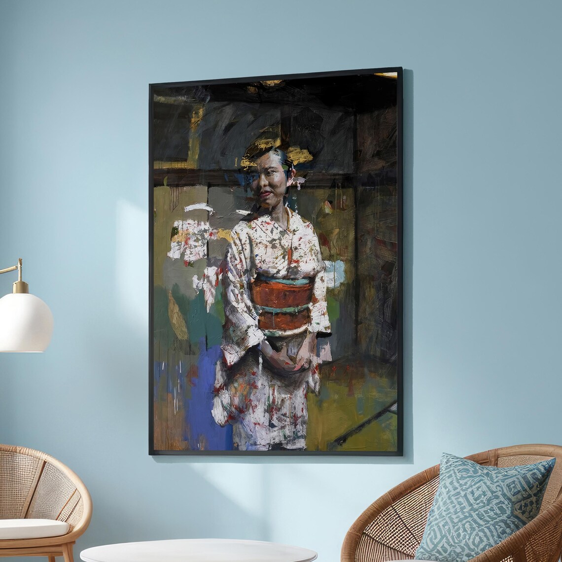 Impressionist Japanese Woman In Kimono, Abstract Portrait