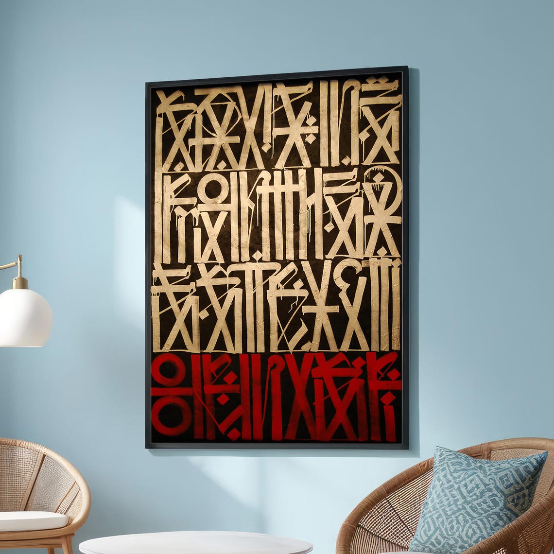 Abstract Urban Graffiti Calligraphy Art Black White And Red Print