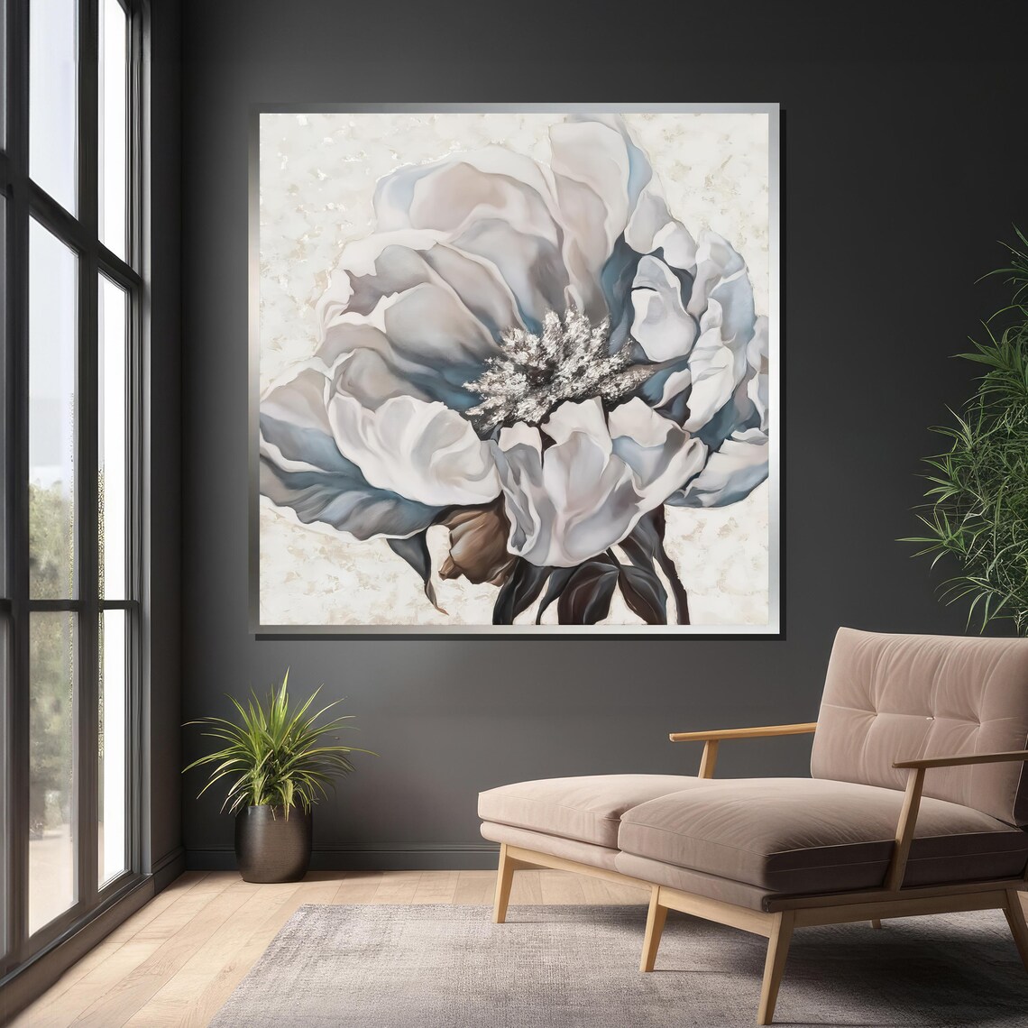 Soft White Flower, Modern Floral Wall Art - Image 4
