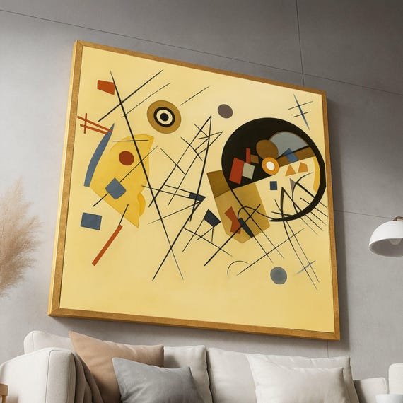 Abstract Geometric Canvas Wall Art Modern Minimalist Shapes Mid Century Style Contemporary Home Decoration Ready To Hang