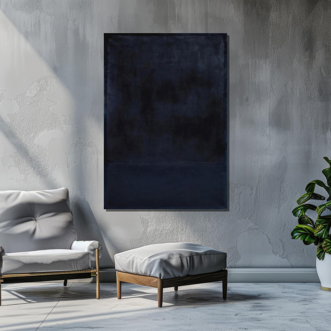 Abstract Dark Blue Print, Minimalist Color Field Art - Image 2