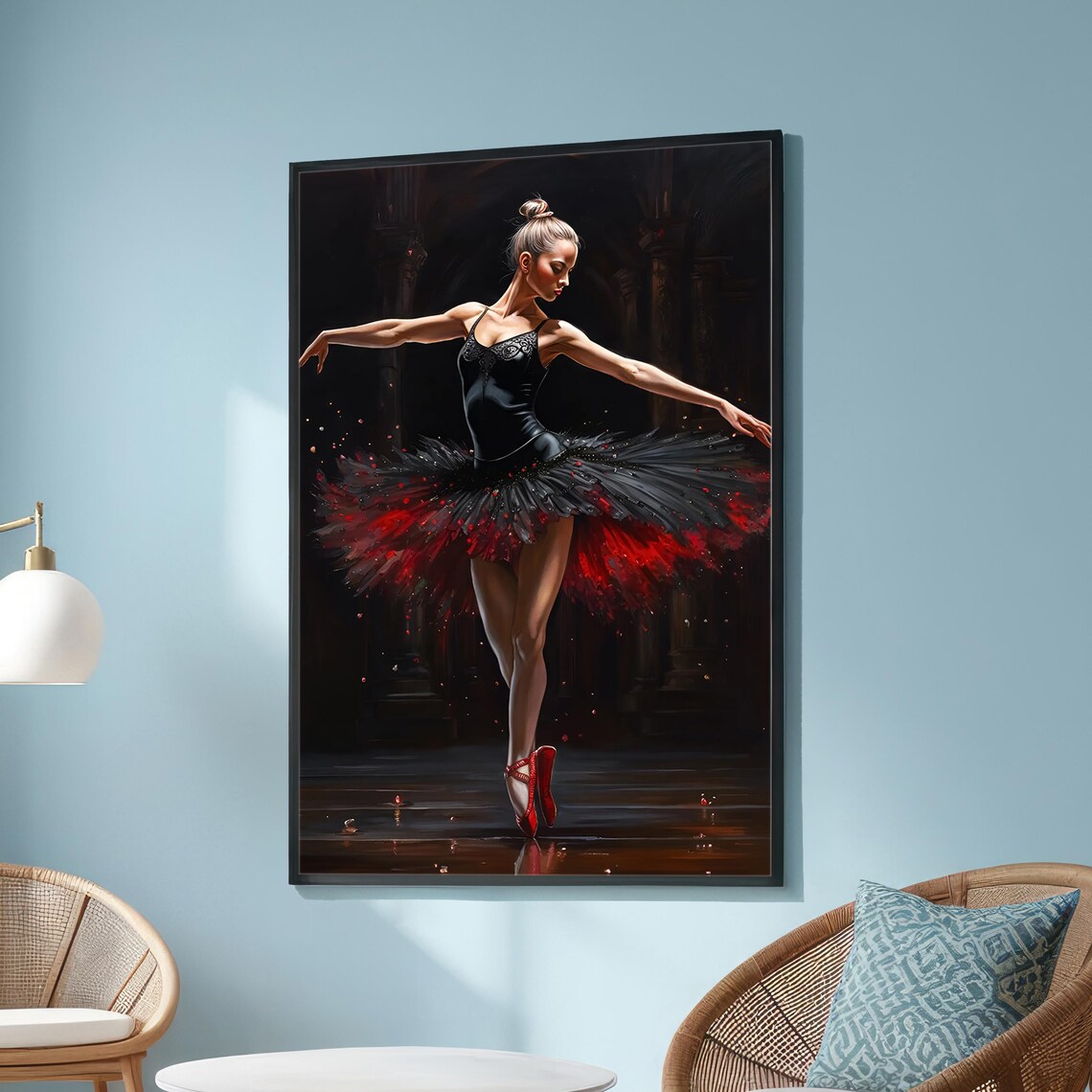 Elegant Ballerina in Black and Red Tutu, Ballet Art