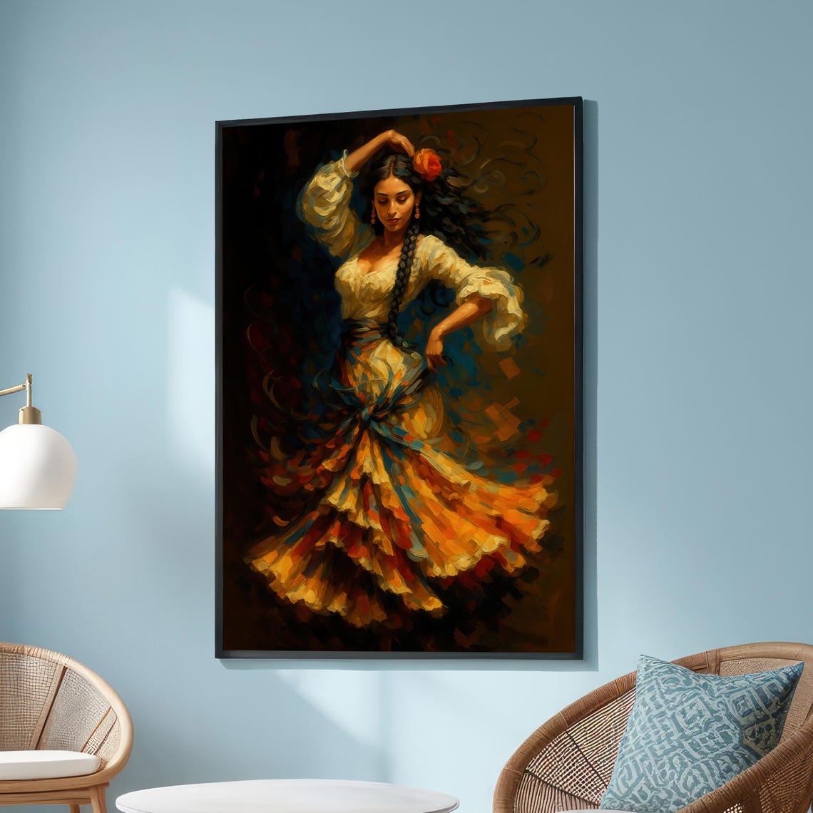 Flamenco Dancer Expressive Oil Painting Canvas Wall Art Spanish Style
