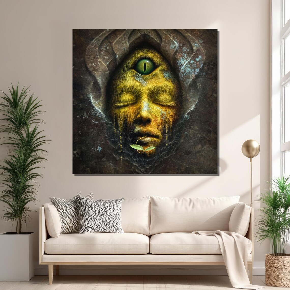 Surreal Face With Third Eye, Mystical Abstract Art - Image 2