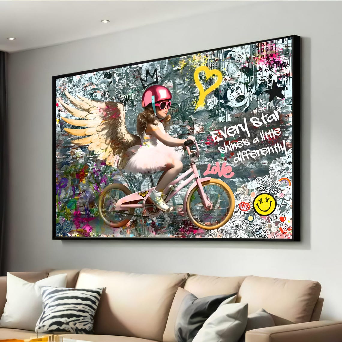 Whimsical Angel Girl Graffiti Art Print