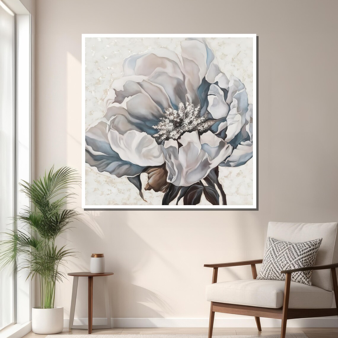 Soft White Flower, Modern Floral Wall Art - Image 3
