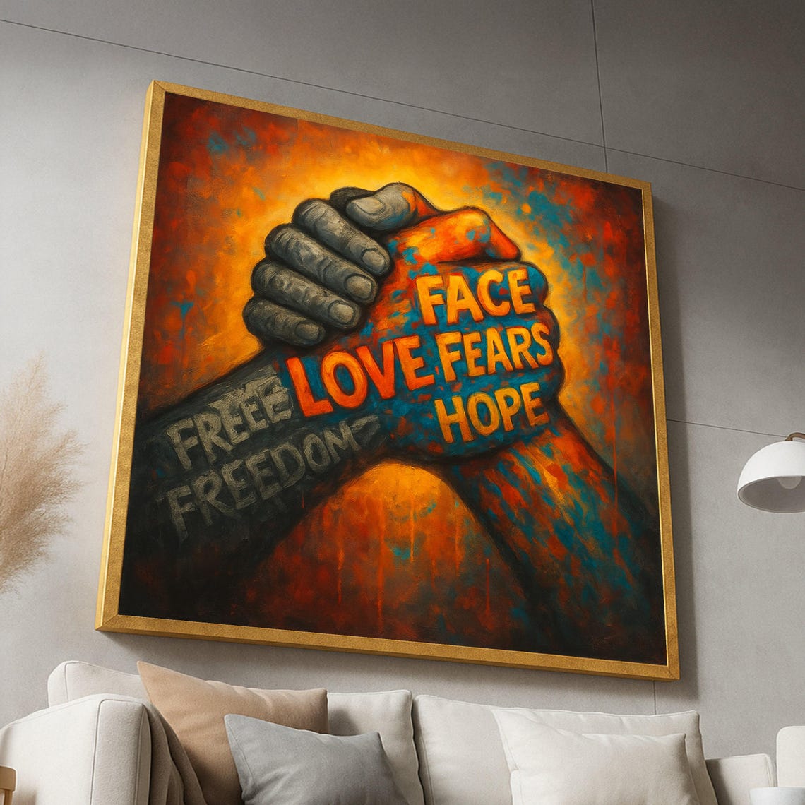 Clasped Hands Face Fears Love Hope Inspirational Unity Artwork Poster