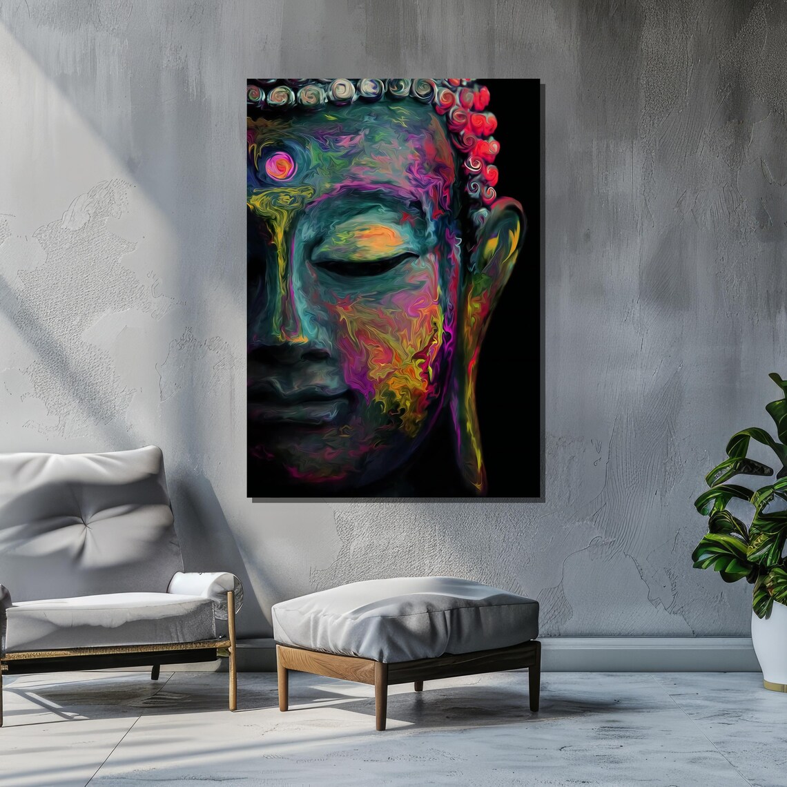 Colorful Buddha Abstract, Spiritual Zen Decor - Image 2
