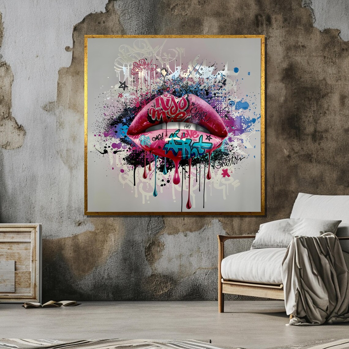 Graffiti Lips, Colorful Pop Art Wall Art - Image 6