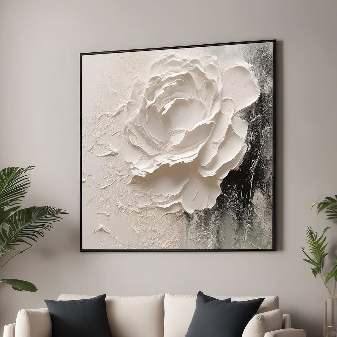 White Rose Art Print, Minimalist Floral Decor