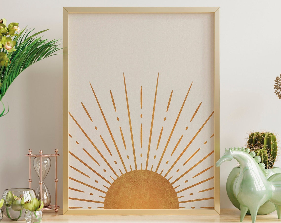Sunset Art Mid Century Modern Sun Art Print Wall Art Boho Sun Print Abstract Wall Art Art