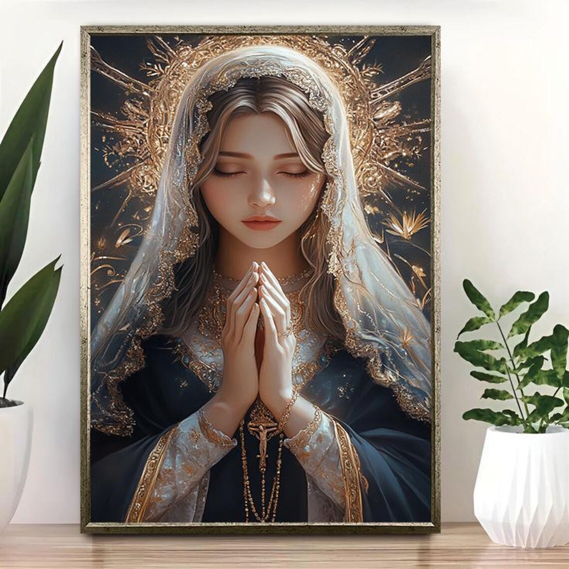 Virgin Mary Print, Elegant Religious Wall Art - Image 4