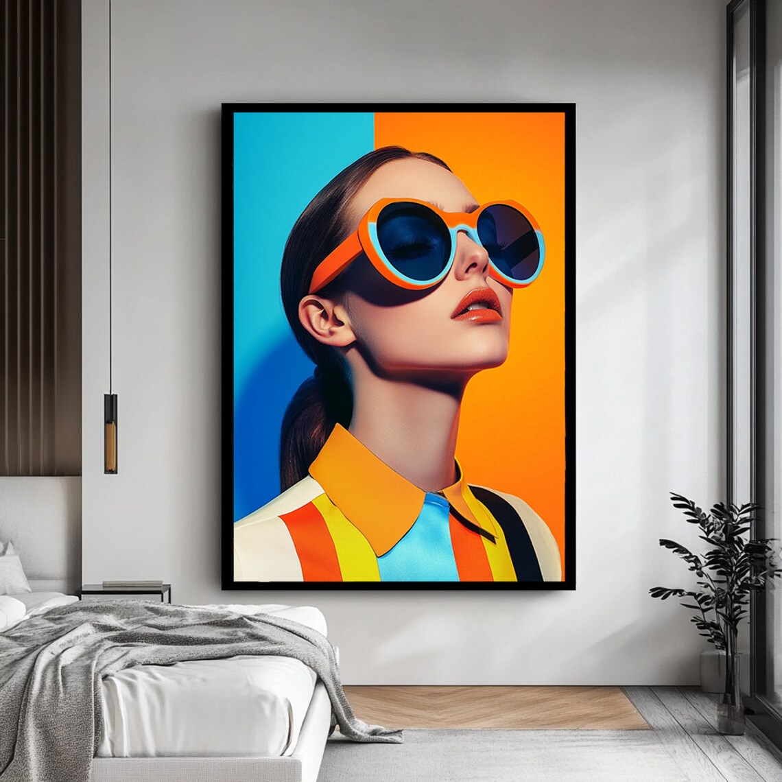 Pop Art Woman With Oversized Orange Sunglasses Bold Retro Fashion Wall Poster - Image 3