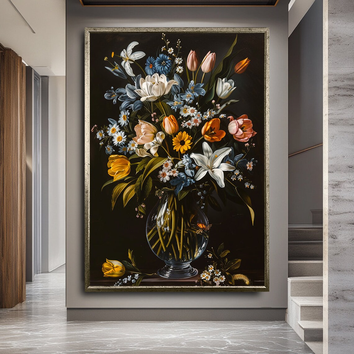 Flowers In a Vase Art Print, Botanical Floral Art - Image 2