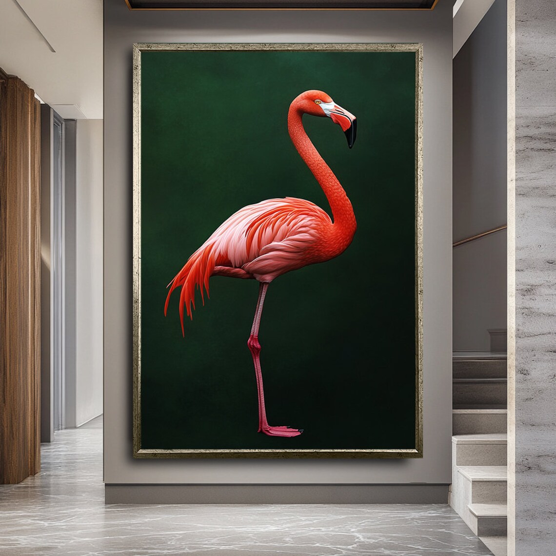 Pink Flamingo Wall Art, Modern Tropical Bird Print - Image 2