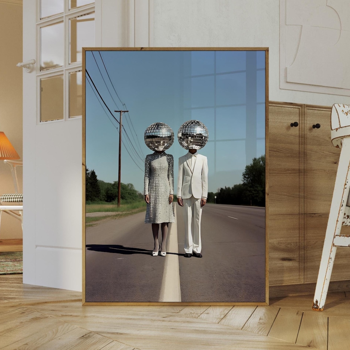 Disco Ball People Retro Dopamine Art Print
