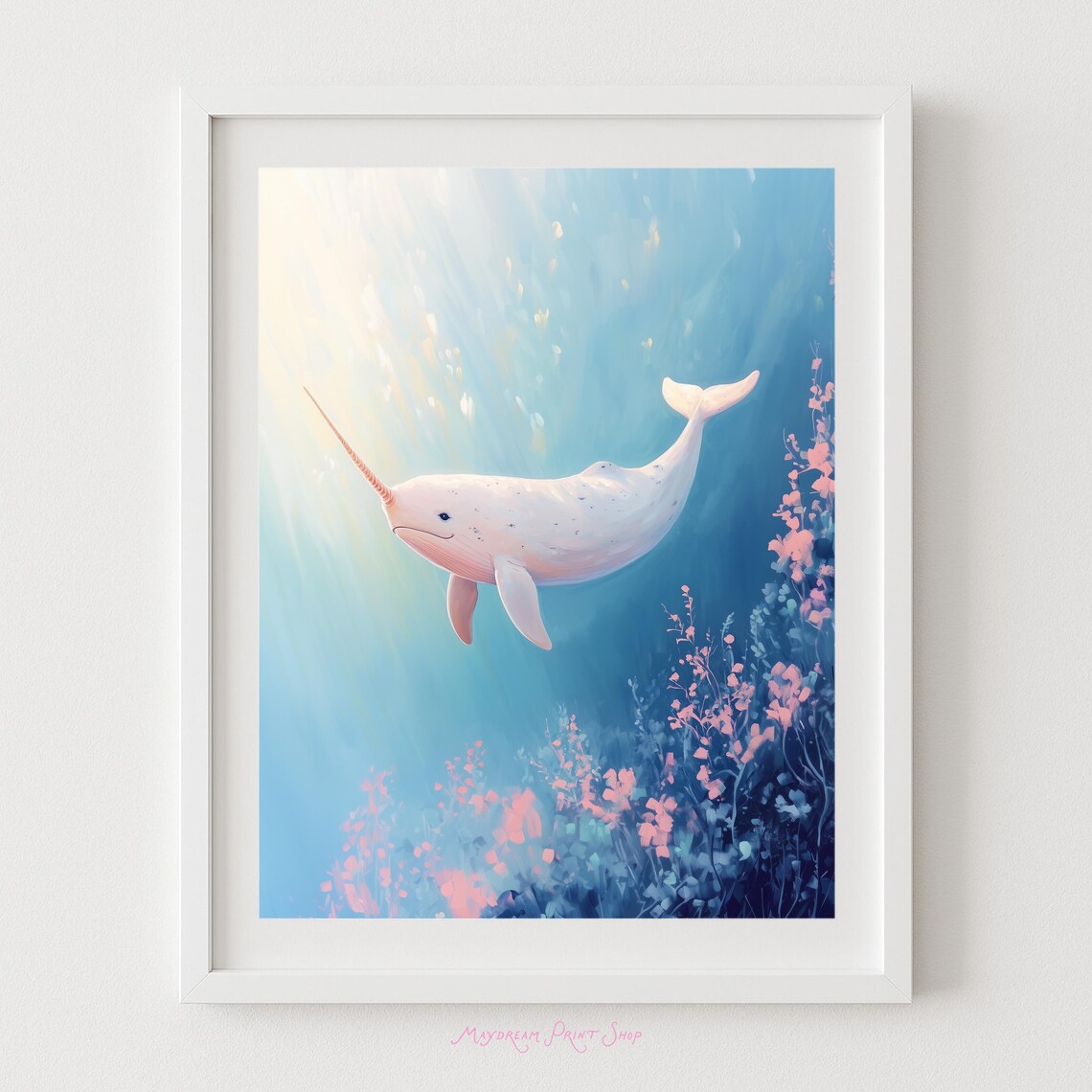 Narwhal Under the Sea Kids Room Art Print