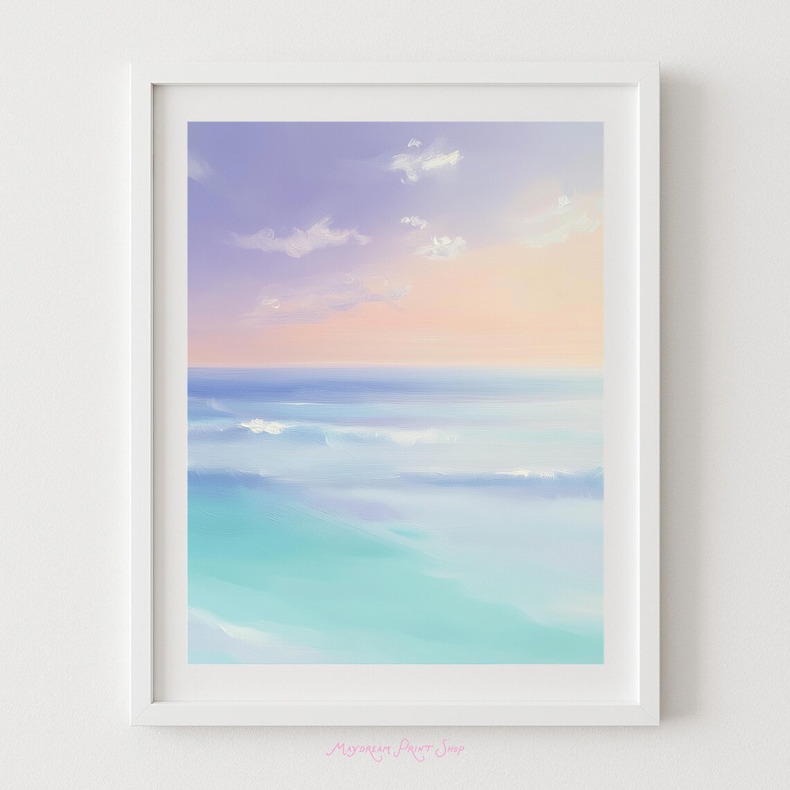 Abstract Ocean Pastel Seascape, Minimalist Coastal Art Print