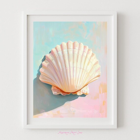 Seashell Wall Art Scallop Shell Ocean Beach Theme Nursery Coastal Instant
