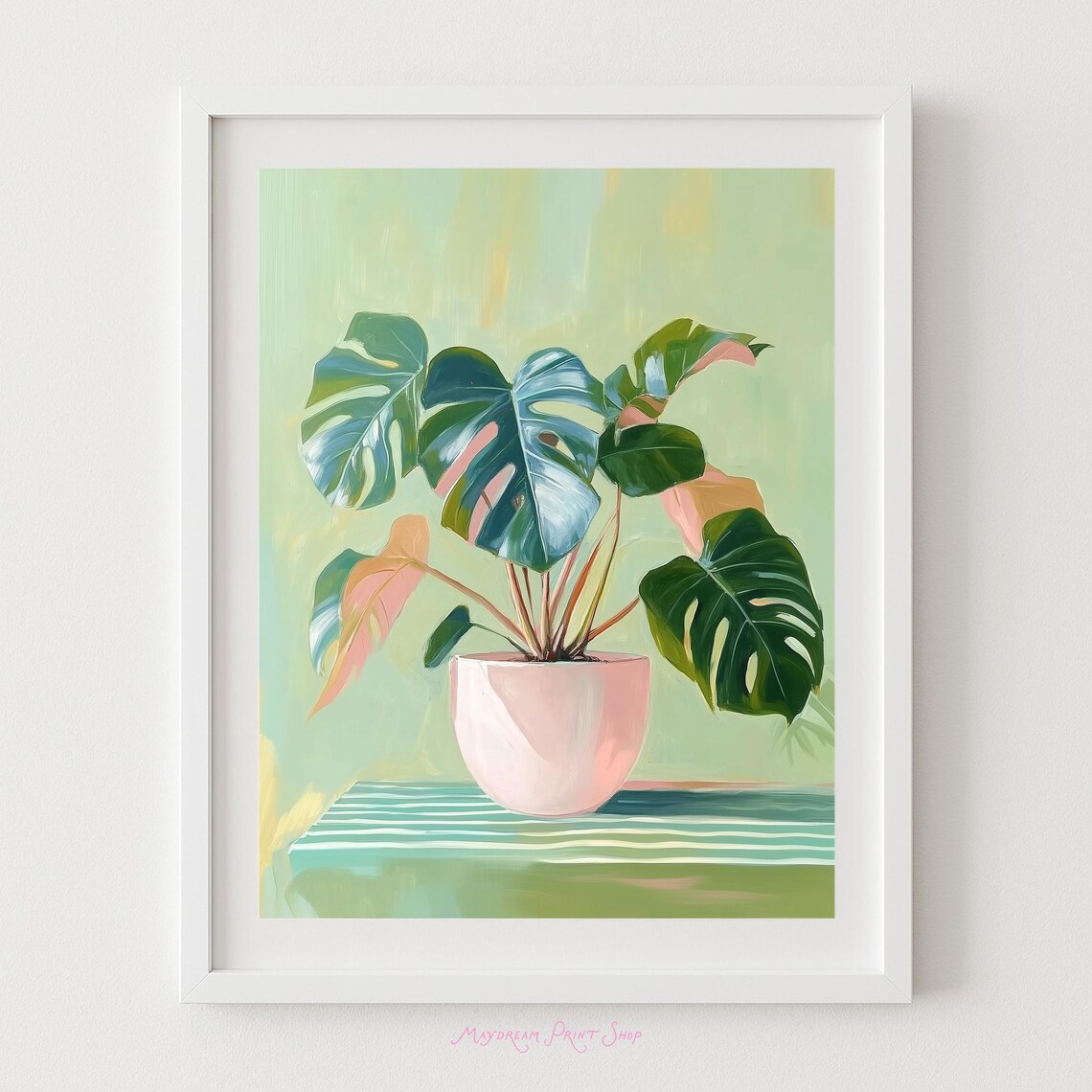 Monstera Plant Botanical Poster, Bohemian Leaf Print