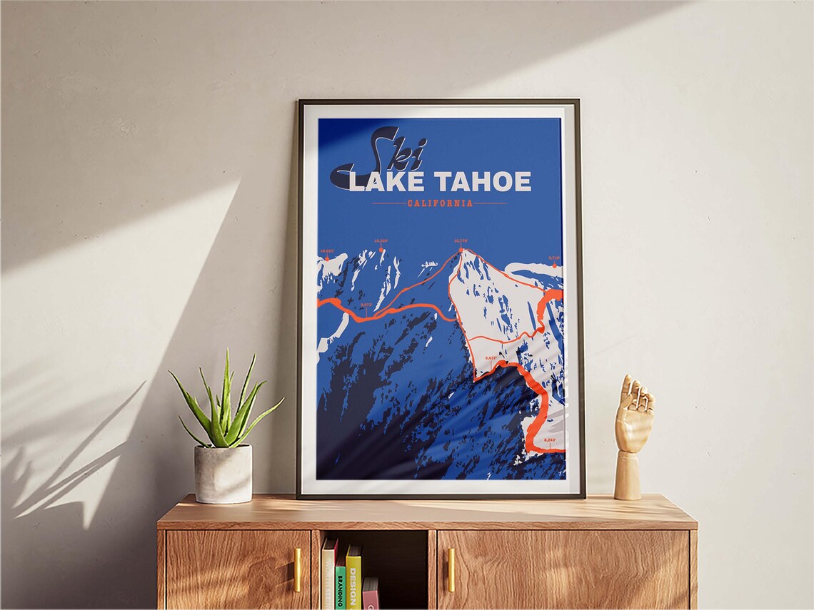 Lake Tahoe Retro Ski Vintage Travel Poster - Image 2