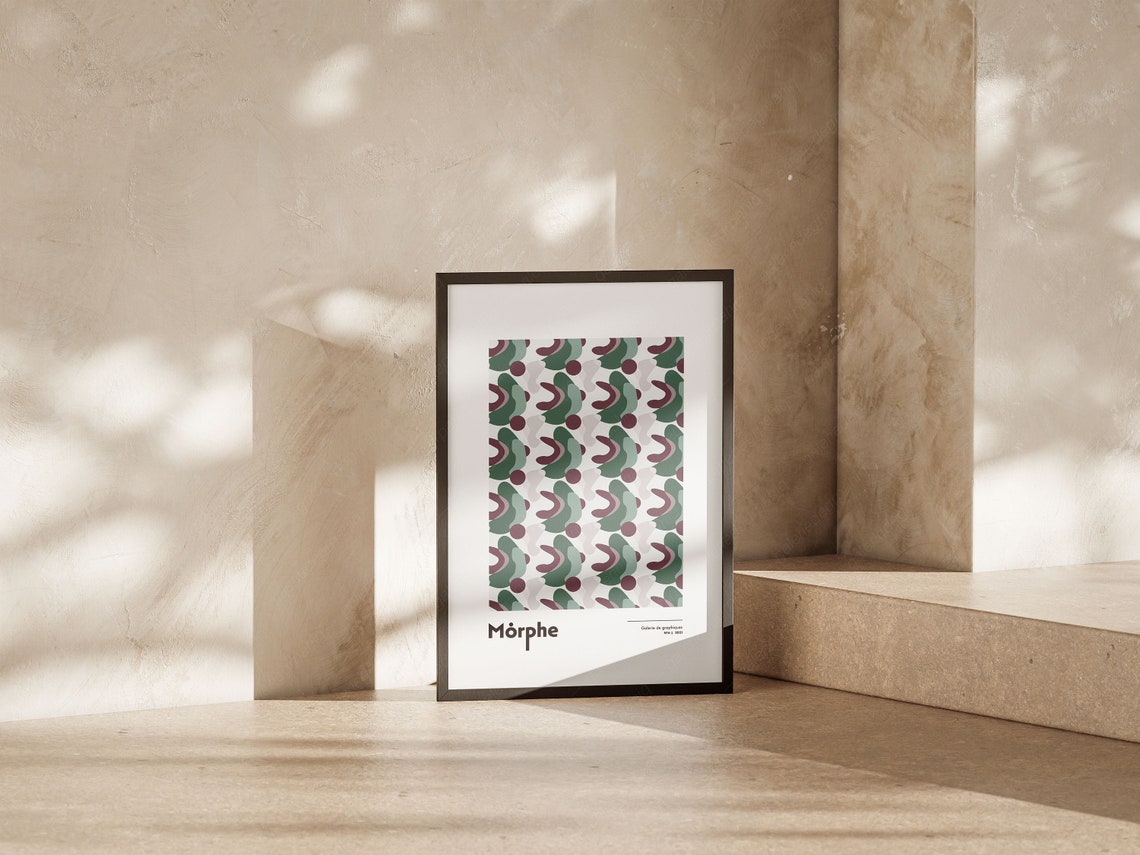 Morphe Organic Green Purple Pattern Gallery Graphic Art Poster - Image 4
